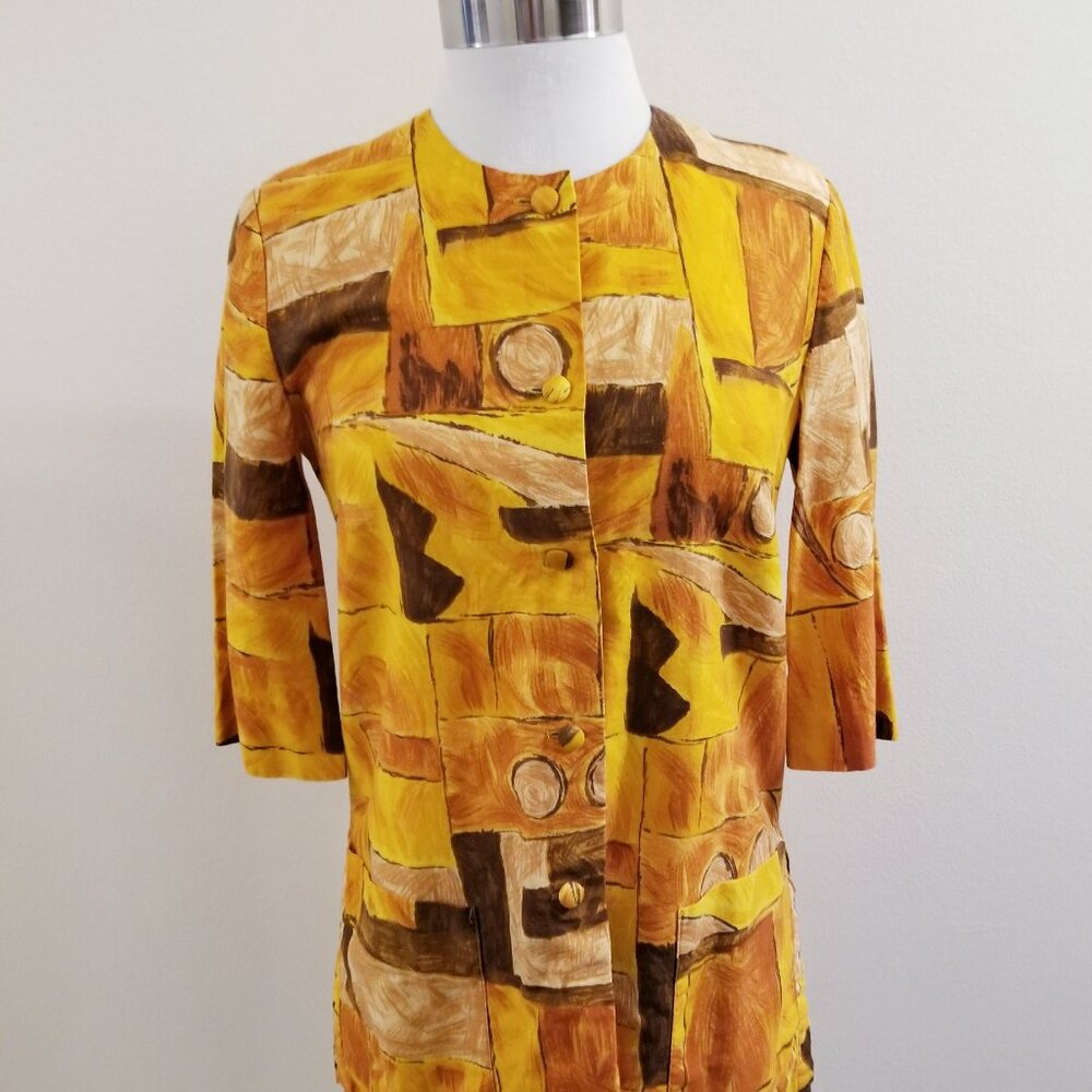 60s Vintage Sun Fashions Hawaii Tea Timer Blouse - Large